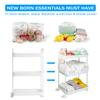 Volnamal Diaper Caddy Organizer, 3-Tier Movable Diaper Cart with Wheels, Newborn Essentials Must Haves, Diaper Caddy for Wipes & Diapers, Baby Registry Search - Plastic White view 2