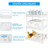 Volnamal Diaper Caddy Organizer, 3-Tier Movable Diaper Cart with Wheels, Newborn Essentials Must Haves, Diaper Caddy for Wipes & Diapers, Baby Registry Search - Plastic White view 3