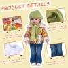 Rakki Dolli Doll Clothes Set 5 Pc. Set Includes Colorful Yellow Coat, Green Scarf and Hat, Blue Jeans & White T-Shirt Baby Doll Clothes Suit and Accessories (Doll & Shoes Not Included) view 2