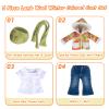 Rakki Dolli Doll Clothes Set 5 Pc. Set Includes Colorful Yellow Coat, Green Scarf and Hat, Blue Jeans & White T-Shirt Baby Doll Clothes Suit and Accessories (Doll & Shoes Not Included) view 3