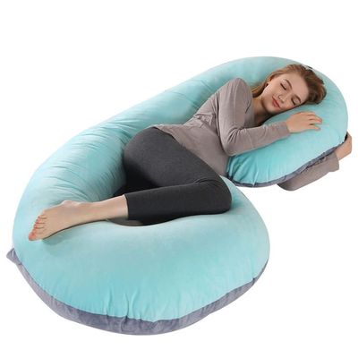 Pregnancy Pillow Crystal Velvet Maternity Pillow. C-Shaped Detachable Body Pillow for Breastfeeding. Support for Tummy, Waist and Legs (Color : A6, Size : 155x80cm)