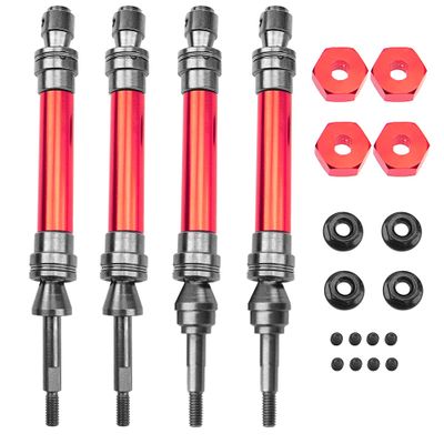 Vgoohobby Front & Rear Universal Drive Shaft CVD w/Wheel Hex Hub Compatible with 1/10 Traxxas Slash VXL 4x4 /Stampede VXL 4X4/Hoss VXL 4X4 RC Car Upgrade Part (Red)