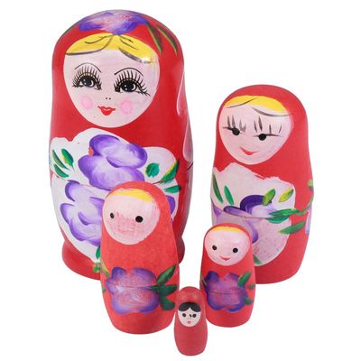 TOYANDONA Russian Nesting Dolls for Kids, Wood Matryoshka Doll Stacking Nested Set Handmade Girl-Pattern Nesting Dolls Toys for Christmas Mothers Day Birthday Gifts (Pack of 5)