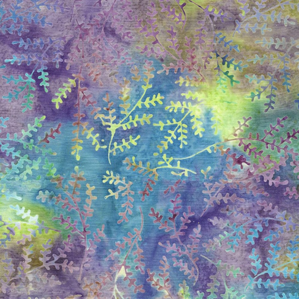 Sprig - Multi Green Purple - Mardi Gras - Island Batik - 112263845