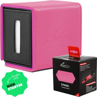 Quiver Time Pink Citadel Deck Block for Magic: the Gathering Cards - 100+ TCG Card Deckbox, Commander MTG Deck Box for Cards, Dice & Tokens, Custom Divider, Magnetic Closure