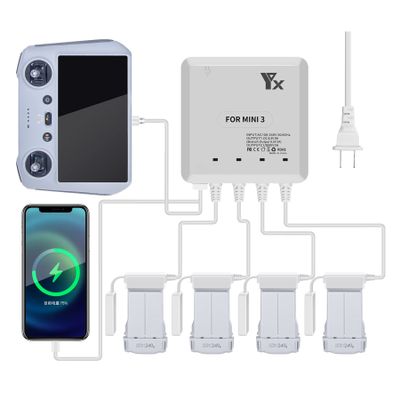 Hanatora Fast Battery Charger for DJI Mini 4 Pro, Mini 3 Pro Drone - 6 in 1 Rapid Multi Parallel Charging Hub Accessories