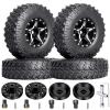 Hobbypark 4pcs 1.0 Beadlock Wheels and Tires Metal Micro Crawler Tires with Brass Wheel Weights Extended Wheel Hubs for 1/24 RC Crawler Car Axial SCX24 Gladiator Bronco C10 Deadbolt Upgrades (Type A) view 1