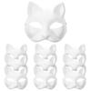 STOBOK 10Pcs Cat Face Mask DIY Animal Unpainted Mask Blank Hand Painted Face Mask White Masquerade Mask for Mardi Gras, Masquerade Party Costume Prop view 1