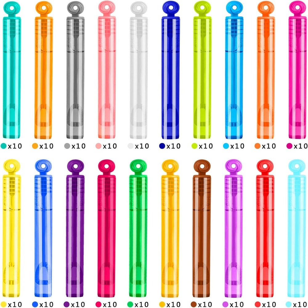 LAVESOM 200Pcs 20 Colors Mini Bubble Wands,Party Favors Toys for Kids, Bath Time,Summer Outdoor Gifts Christmas Celebration,Thanksgiving New Year, Themed Birthday,Wedding,Carnival