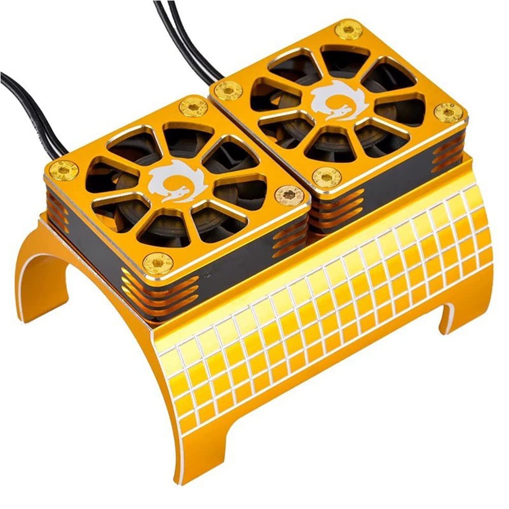Lifehead Aluminum Motor Radiator Double RC Motor Cooling Fan Motor Radiator Upgrade Spare Parts Compatible with ARRMA RC Truck 1/5 KRATON 4X4 8S Traxxas X-Maxx etc.
