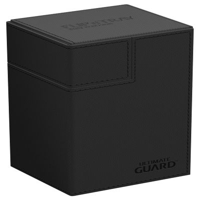 Ultimate Guard Flip'n'Tray 80+, Deck Case for 80 Double-Sleeved TCG Cards + Dice Tray, Black, Independent Magnetic Closure & Microfiber Inner Lining