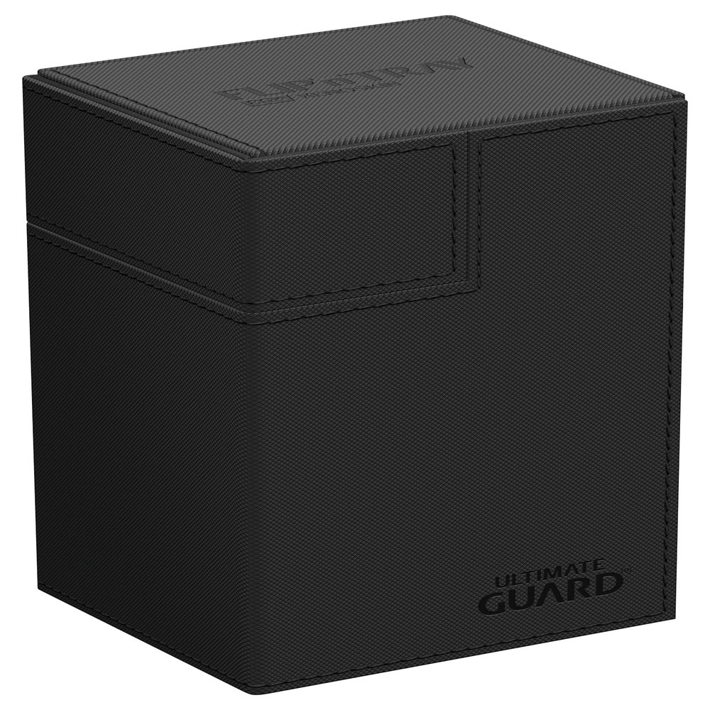 Ultimate Guard Flip'n'Tray 80+, Deck Case for 80 Double-Sleeved TCG Cards + Dice Tray, Black, Independent Magnetic Closure & Microfiber Inner Lining