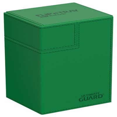 Ultimate Guard Flip'n'Tray 80+, Deck Case for 80 Double-Sleeved TCG Cards + Dice Tray, Green, Independent Magnetic Closure & Microfiber Inner Lining