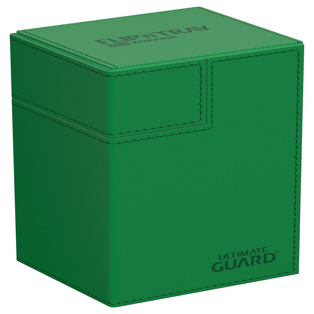 Ultimate Guard Flip'n'Tray 80+, Deck Case for 80 Double-Sleeved TCG Cards + Dice Tray, Green, Independent Magnetic Closure & Microfiber Inner Lining