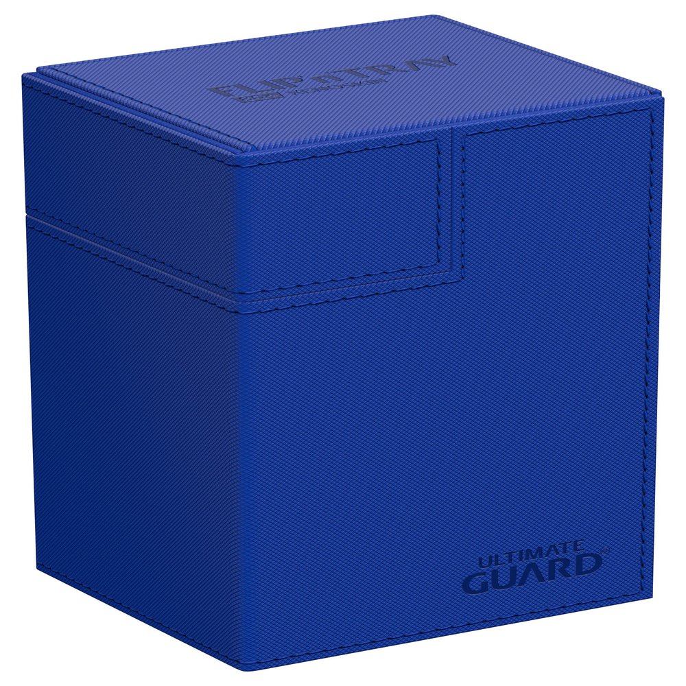 Ultimate Guard Flip'n'Tray 80+, Deck Case for 80 Double-Sleeved TCG Cards + Dice Tray, Blue, Independent Magnetic Closure & Microfiber Inner Lining
