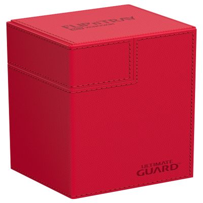 Ultimate Guard Flip'n'Tray 80+, Deck Case for 80 Double-Sleeved TCG Cards + Dice Tray, Red, Independent Magnetic Closure & Microfiber Inner Lining