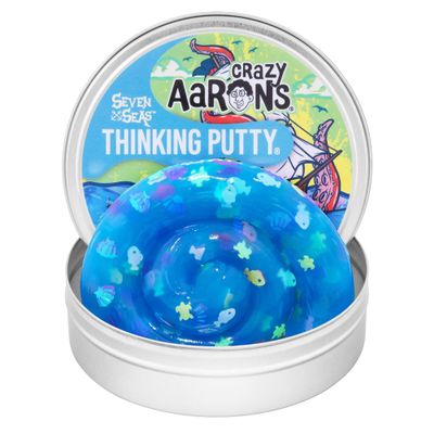 Crazy Aaron's Thinking Putty - Seven Seas - Ocean Blue Sensory Putty for Kids and Grown ups in a 4" Tin - Creative and Endless Fun, Stress Relief Therapy Toys, Never Dries Out - Made in USA