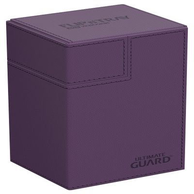 Ultimate Guard Flip'n'Tray 80+, Deck Case for 80 Double-Sleeved TCG Cards + Dice Tray, Purple, Independent Magnetic Closure & Microfiber Inner Lining