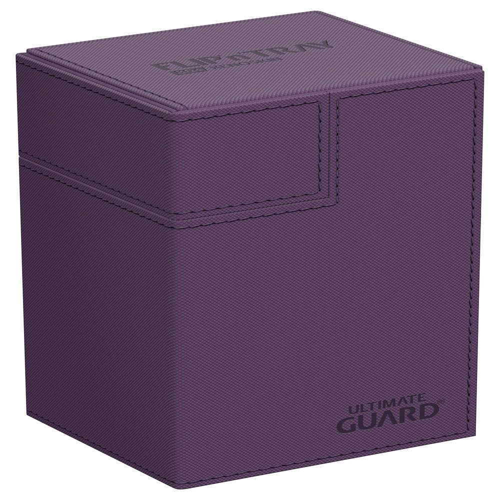 Ultimate Guard Flip'n'Tray 80+, Deck Case for 80 Double-Sleeved TCG Cards + Dice Tray, Purple, Independent Magnetic Closure & Microfiber Inner Lining
