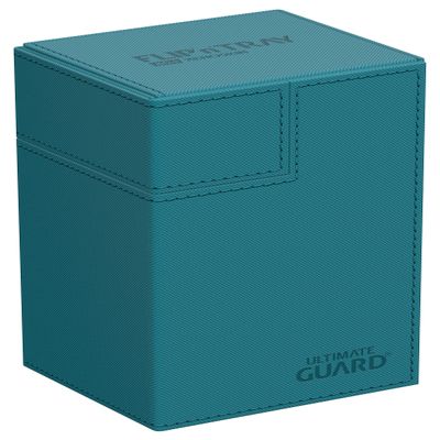 Ultimate Guard Flip'n'Tray 80+, Deck Case for 80 Double-Sleeved TCG Cards + Dice Tray, Petrol, Independent Magnetic Closure & Microfiber Inner Lining