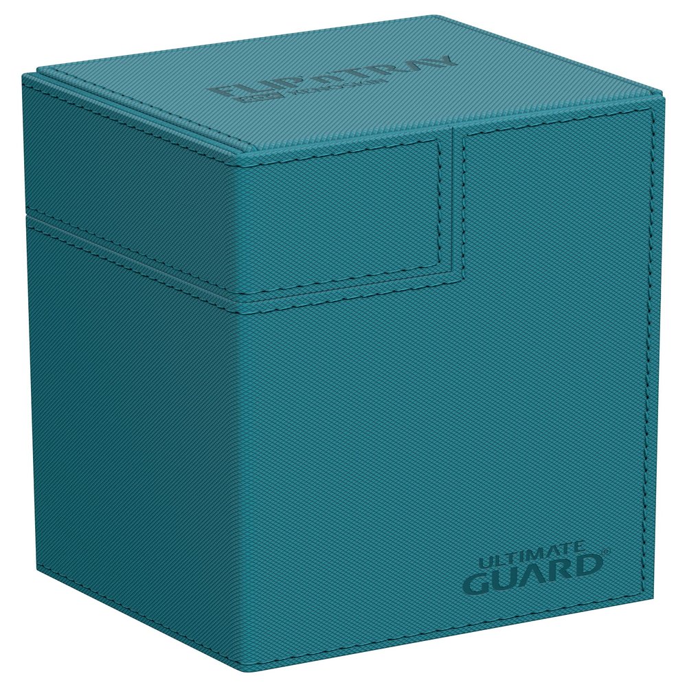 Ultimate Guard Flip'n'Tray 80+, Deck Case for 80 Double-Sleeved TCG Cards + Dice Tray, Petrol, Independent Magnetic Closure & Microfiber Inner Lining