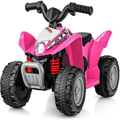 OLAKIDS Kids Ride On ATV, 6V Electric Vehicle for Toddlers, 4 Wheeler Battery Powered Motorized Quad Toy Car for Boys Girls with LED Lights, Horn (Coral)