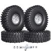 HobbyPark 120mm / 4.72inch 1.9 Crawler Tires and 1.9 Beadlock Wheels Set Foam Inserts for Axial SCX10 II III Traxxas TRX-4 Redcat Gen8 Gen7 Upgrades Replacement Parts (4-Pack) (Silver&Black) view 1