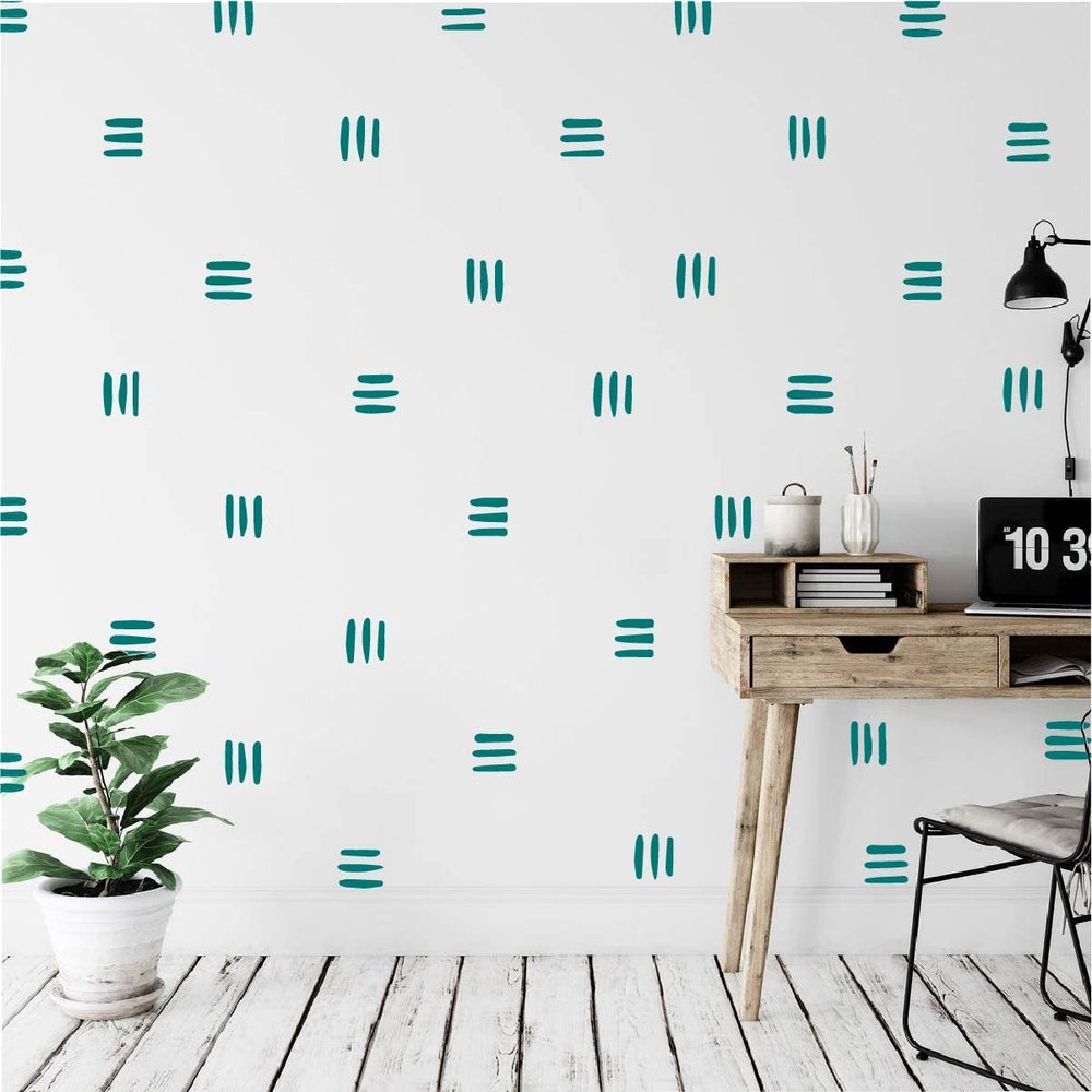 120pcs Modern Line Wall Stickers Boho Nursery Kids Living Room Scandinavian Home Dcor Self-Adhesive Murals Vinyo DIY Gift YT5037 (Teal)