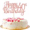 1 PCS Happy 40th Birthday Cake Topper Glitter Cheers to 40 Years Birthday Cake Pick 40 Fabulous Cake Decoration for Happy 40th Birthday Anniversary Party Decorations Supplies Rose Gold view 1