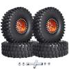 HobbyPark 120mm / 4.72inch 1.9 Crawler Tires and 1.9 Beadlock Wheels Set Foam Inserts for Axial SCX10 II III Traxxas TRX-4 Redcat Gen8 Gen7 Upgrades Replacement Parts (4-Pack) (Orange&Black) view 1