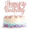 1 PCS Happy 13th Birthday Cake Topper Glitter Cheers to 13 Years Birthday Cake Pick Official Teenager 13 Fabulous Cake Decoration for Happy 13th Birthday Theme Party Decorations Supplies Rose Gold view 1