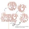 1 PCS Happy 13th Birthday Cake Topper Glitter Cheers to 13 Years Birthday Cake Pick Official Teenager 13 Fabulous Cake Decoration for Happy 13th Birthday Theme Party Decorations Supplies Rose Gold view 2