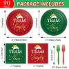 30 Guests Christmas Party Supplies Paper Plates Napkins Forks Tableware Set Disposable Holiday Seasonal Xmas Party Team Nice Dinner Dessert Plate Decoration for Kids Children,90Pcs view 2