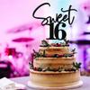 Bejotaa Sweet 16 Cake Toppers - Glitter Sweet 16 Birthday Cake Topper,16th Birthday Cake Topper,16th Birthday Cake Topper (black) view 3