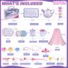 Tea Party Set for Little Girls,PRE-WORLD Princess Tea Time Toy with Food Sweet Treats Playsets,Dress Up Accessories Cloak Necklace Bracelet Jewelry Set, Kids Kitchen Pretend Play for Girls Age 3-6 view 3