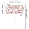1 PCS Happy 12th Birthday Cake Topper Glitter Cheers to 12 Years Birthday Cake Pick 12 Fabulous Cake Decoration for Happy 13th Birthday Theme Party Decorations Supplies Rose Gold view 3