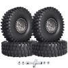 HobbyPark 120mm / 4.72inch 1.9 Crawler Tires and 1.9 Beadlock Wheels Set Foam Inserts for Axial SCX10 II III Traxxas TRX-4 Redcat Gen8 Gen7 Upgrades Replacement Parts (4-Pack) (Gray&Black) view 1