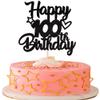 1 Pack Happy 100th Birthday Cake Topper - Glitter Heart Star 100 Fabulous Cake Pick Sign Decorations for Theme Party Supplies - Black view 1