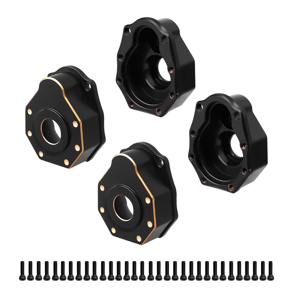 Hobbypark Outer Heavy Duty Brass Portal Housings Covers Weights for Traxxas TRX4 Upgrades Parts, fit TRX6 Front and Rear Axles, 4pcs (Gold & Black)