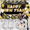 New Years Eve Party Supplies 2023 Set - Pack of 42 | Happy New Year Banner 2023 for New Years Decorations | 40 Inch, Silver 2023 Balloons and Happy New Years Balloons | Happy New Year Decorations 2023 view 2