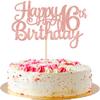 1 PCS Happy 16th Birthday Cake Topper Glitter Cheers to 16 Years Birthday Cake Pick Sweet 16 Fabulous Cake Decoration for Happy 16th Birthday Theme Party Decorations Supplies Rose Gold view 1