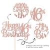 1 PCS Happy 16th Birthday Cake Topper Glitter Cheers to 16 Years Birthday Cake Pick Sweet 16 Fabulous Cake Decoration for Happy 16th Birthday Theme Party Decorations Supplies Rose Gold view 2