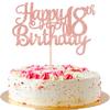 1 PCS Happy 18th Birthday Cake Topper Glitter Cheers to 18 Years Birthday Cake Pick 18 Fabulous Cake Decoration for Happy 18th Birthday Theme Party Decorations Supplies Rose Gold view 1