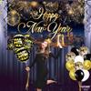Huge, New Years Eve Party Supplies Set - Pack of 50 | Happy New Year Banner for Happy New Year Decorations | Hanging Swirls and 40 Inch Black Balloons view 4