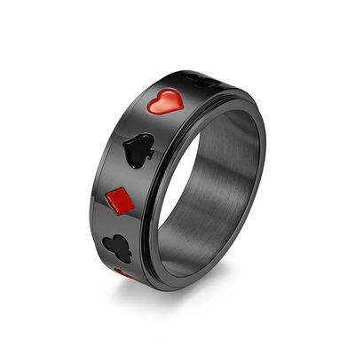 Poker Spinner Ring for Men and Women Titanium Stainless Steel Aces Spade Playing Cards Rotable Anxiety Ring Rotable Fidget Rings Relieve Stress Rings-8