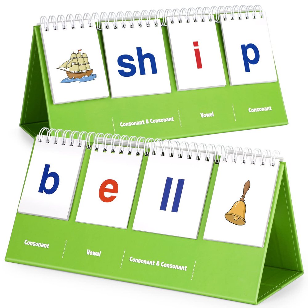 Aizweb CVCC & CCVC Word Builder,Phonics Games Flash Card for Preschool Kindergarten Classroom,Special Education Reading Manipulative Spelling Toy for Learning Activity Teacher School Supplies