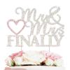 LASKYER Finally Mr & Mrs Silver & Pink Wedding Rhinestone Cake Topper - Perfect for Bridal Shower Engagement Wedding Party Metal Sparkly Cake Centerpieces Topper Decorations Keepsake. view 1