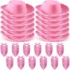 24 Pieces Cowboy Hats and Bandanas for Kids Western Cowboy Costume Hat Accessories for Toddler Child Western Theme Birthday Party Supplies Halloween Costume Dress(Pink) view 1