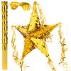 Foil Star Piata with Blindfold and Bat for Birthday Foldable Star Shape Piata with Stick Festive Fiesta Party Supplies Favors for Mexican Party (Gold) view 1