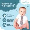 Tasty Tie Teething Tie, 3-in-1 Clip-on Baby Tie Crinkle Toy & Silicone Teether for 3-6-9-12-18 Month Babies | GOTS Certified Organic Cotton | Unique Baby Boy Gift or Stocking Stuffer, Elephant Style view 4